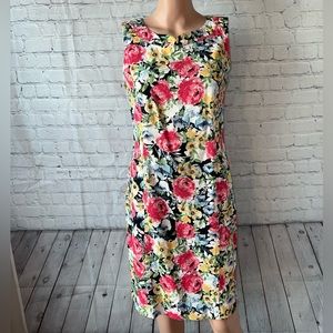 Talbots Petites Pink, Blue & Yellow floral dress size 12P